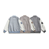 Unisex Jacket Autumn Tricolor Plaid Embroidered Jacket Women's Clothing