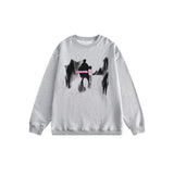Unisex Hoodie Retro Fashion Brand Crew Neck Pullover Sweatshirt Men and Women