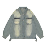 Men Denim Jacket Men's American Style Loose Washed White Denim Jacket