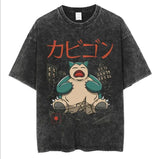Washed cotton T-shirt anime short sleeve shirt