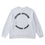Men Hoodie Dark Letters Printed Crew Neck Sweatshirt