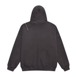 Men Fleece Lined Hoodie Autumn and Winter Pullover Sweater Men's Zipper Metal Letter Hoodie Trendy Brand Street
