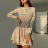 Women Dresses Fall Women's Clothing round-Neck Long-Sleeved Dress