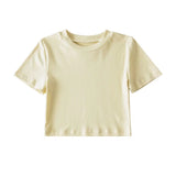 Women T-Shirt round Neck Elegant Ultra Short Short Sleeve T-shirt