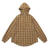 Men Long Sleeved T Shirt Hooded Plaid Shirt Men Spring Autumn Outdoor Sports and Casual Loose Long Sleeve