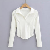 Women T-Shirt Short T-shirt for Women Spring and Autumn Slim Long Sleeve Top