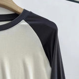 Women T-Shirt Long Sleeve T-shirt Female Contrast Color Slim Fit Autumn Winter Coat