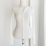 Women Long Sleeve Shirt V-neck Sweater Long Sleeve Cardigan Button Women