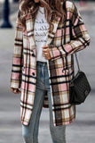 Plaid Trench Coat Women's Lapel Pocket Plaid