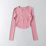 Women T-shirt Skinny Short Sports Top Long Sleeve Yoga Wear Women