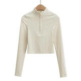 Women T-shirt Autumn and Winter Long Sleeves Knitted Top Women's T-shirt Solid Color Bottoming Shirt