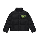 Men Cotton Padded Jacket Men's Cotton Jacket Simple Letters Embroidered Stand Collar