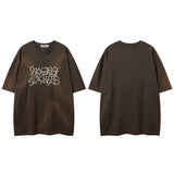 Men T Shirt Washed and Worn Short-Sleeved T-shirt Men and Women Street National Fashion Brand