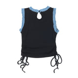 Women Vest Short Summer Sleeveless Spaghetti Straps Outerwear Waistcoat Top