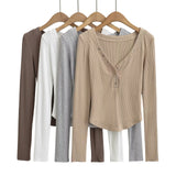 Women T-Shirt Top Hot Girl Slim-Fit Short Long Sleeve T-shirt Top
