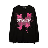 Men Long Sleeve Shirt Personality Butterfly Patch Long Sleeves T-shirt Men and Women Base Long Sleeve Shirt