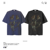 American vintage street T-shirt pure cotton men's and women's summer loose retro half-sleeves