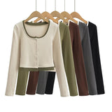 Women T-shirt round Neck Contrast Color Top Female Short-Sleeved T-shirt
