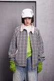 Unisex Jacket Fall Color-Contrast Check Vintage Jacket Women's Clothing