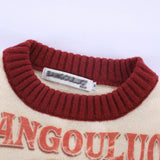 Women Sweater Short round Neck Knitwear Spring and Autumn Women's Color Matching Long Sleeve