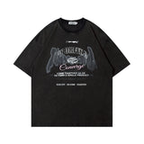 Men T Shirt Washed and Worn Short-Sleeved T-shirt Men and Women Street National Fashion Brand