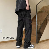 Men Sweatpants Overalls Men's Summer Wide Leg Straight Mop Pants Casual