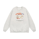 Men Hoodie Cartoon Animal Printed Crew Neck Sweatshirt