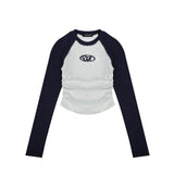 Women Long Sleeve T-Shirt Color Matching Long Sleeve T-shirt for Girls Spring and Autumn Casual