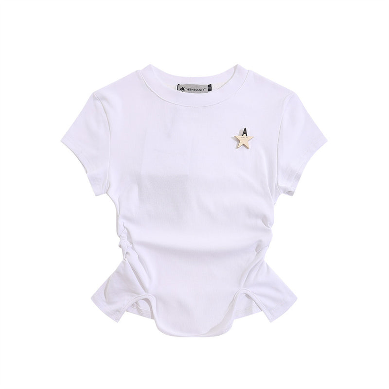Women T-shirt Short-Sleeved T-shirt O-neck Short Top