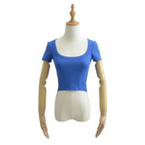 Women T-Shirt Short Sleeve All-Matching Slim Fit Slimming Top