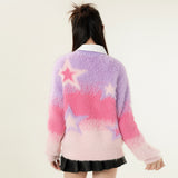 Women Sweater Color-Block Crew Neck Women's Loose Autumn Sweater