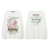 Men Long Sleeve Shirt Rose Printed Long Sleeve T-shirt Men's and Women's Ins Sweater