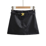 Women Skirt Vintage Women's High Waist Skirt Pu Skirt