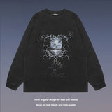 Men Long Sleeve Shirt Printed Washed Bottoming Long Sleeve T-shirt Men and Women Ins