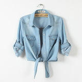 Women T-shirt Denim Shirt Female Lady Short Coat