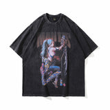 Men T Shirt Vintage Cartoon Printed Short Sleeve T-shirt Baby Boy and Girl Summer Loose Couple