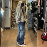 Palazzo Pants Jeans Women's Autumn Washed Ruan Handsome Hiphop Straight Loose