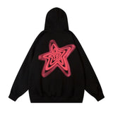 Men Hoodie Five-Pointed Star Printed Hoodie Vibe Loose Casual Long Sleeves Top Spring and Autumn