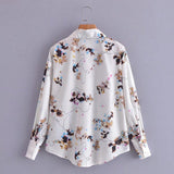 Women T-Shirt Spring and Autumn Vintage Long Sleeve Shirt Cardigan Loose Casual