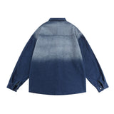 Men Long Sleeved T Shirt Denim Shirt Men Cartoon Embroidery Rabbit Long Sleeve Shirt Coat