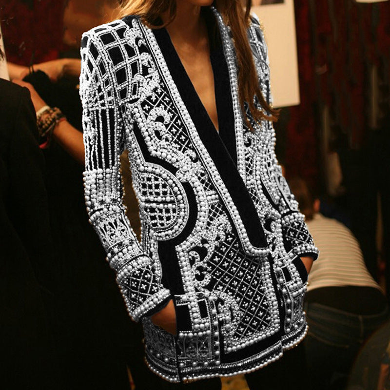 Frankie Shop Hourglass Blazer Vintage Bubble Beads Women's Printed Wear Coat