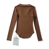 Women T-Shirt Autumn Long Sleeve Lapel V-Shaped Women's T-shirt