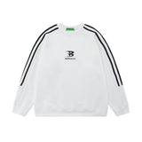 Men Hoodie round Neck Sweater Men's Long Sleeve Striped Stitching Sports Spring and Autumn