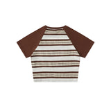 Women T-shirt Color Matching Short-Sleeved T-shirt Girls' round Neck Summer
