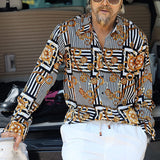 Men Shirt Fall Men's Clothing Polo Shirt Printed T-shirt Long Sleeve