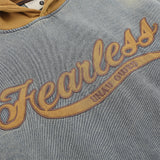Men Denim Jacket Vintage Colorblock Hood Pullover Denim Jacket Men's Embroidery Letters Washed and Worn