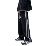 Men Sweatpants Casual Pants Men's Autumn and Winter Loose Straight Striped Sports