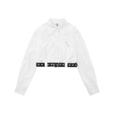 Women Long Sleeve Shirt with Belt Short Long Sleeve Shirt Pure Cotton Girls Autumn