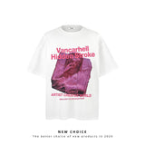 American vintage street T-shirt retro figure statue print men's summer loose half sleeve