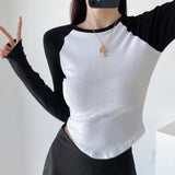 Women T-Shirt Long-Sleeved T-shirt Women's round Neck Bottoming Shirt Top